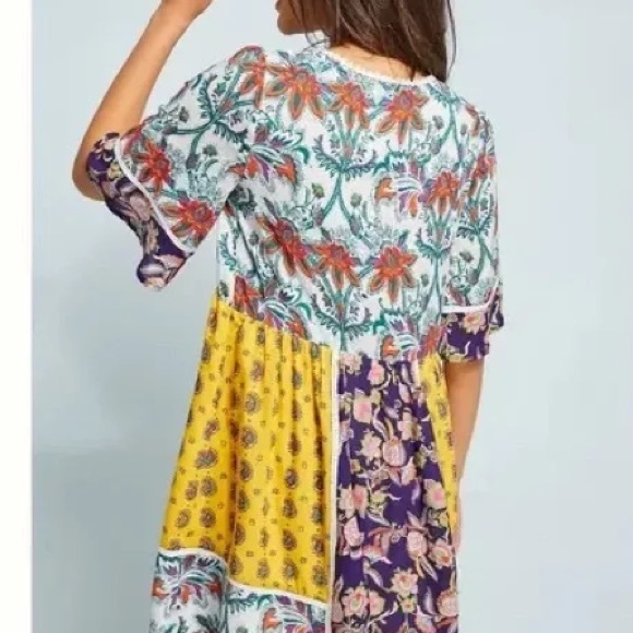 Anthropologie / M / Patchwork Trapeze Dress / Boho / Beach / Colorful / Resort - Picture 3 of 8